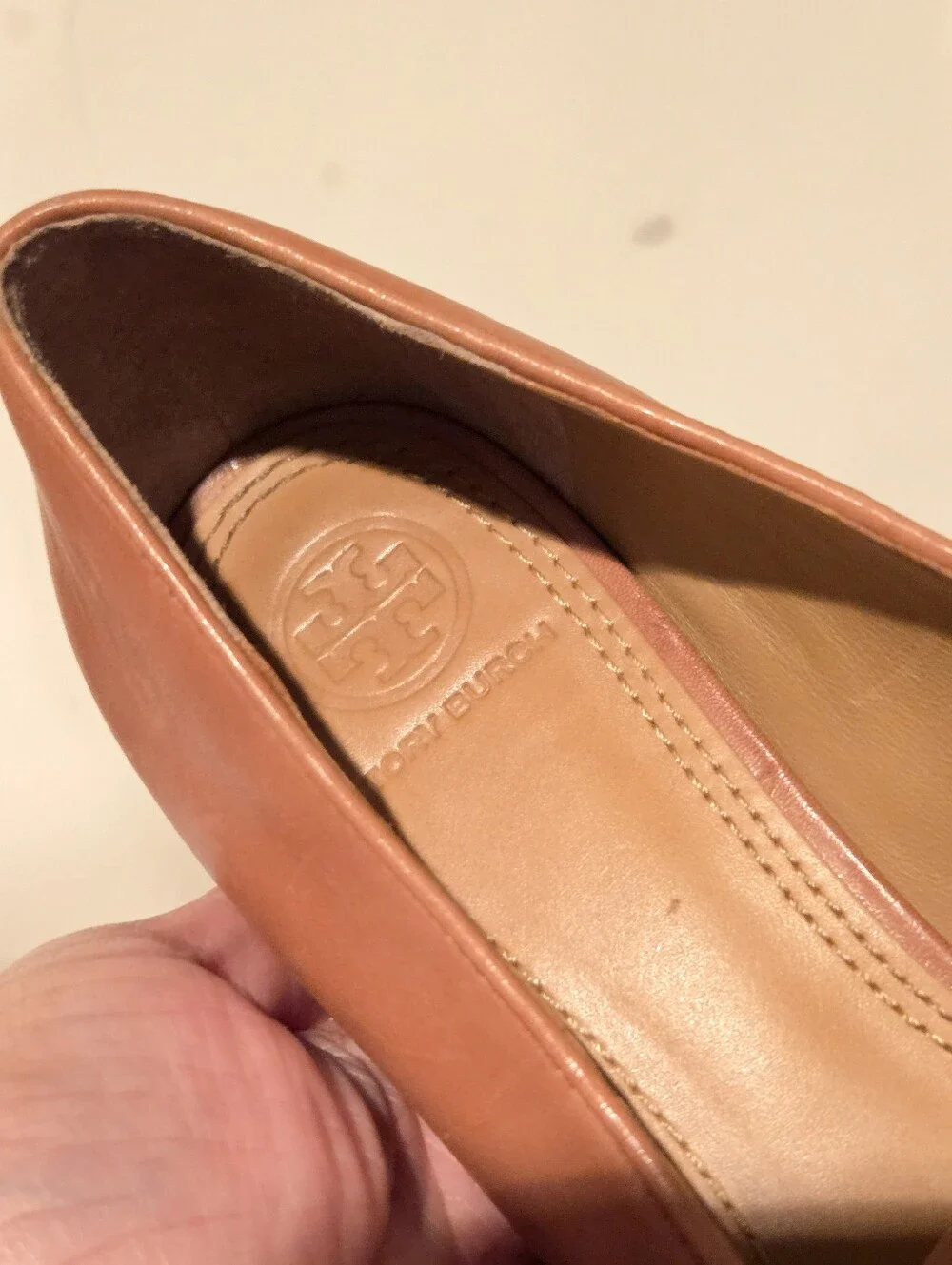 Tory Burch Gemini Link Leather Loafers Tan/light Brown Gold Hardware Size 7.5